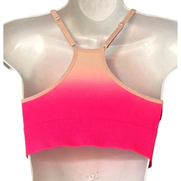 Pink Active Seamless Lightly Padded Lined Bralette Womens Size M Pink Gradient - Picture 2 of 11